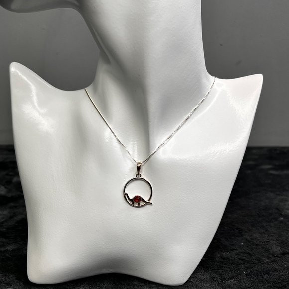 Houston Museum Science Dinosaur Necklace Silver Tone Amber Brontosaurus NWT - Picture 4 of 9